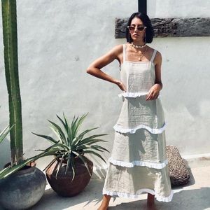 LJC designs linen maxi dress (L)